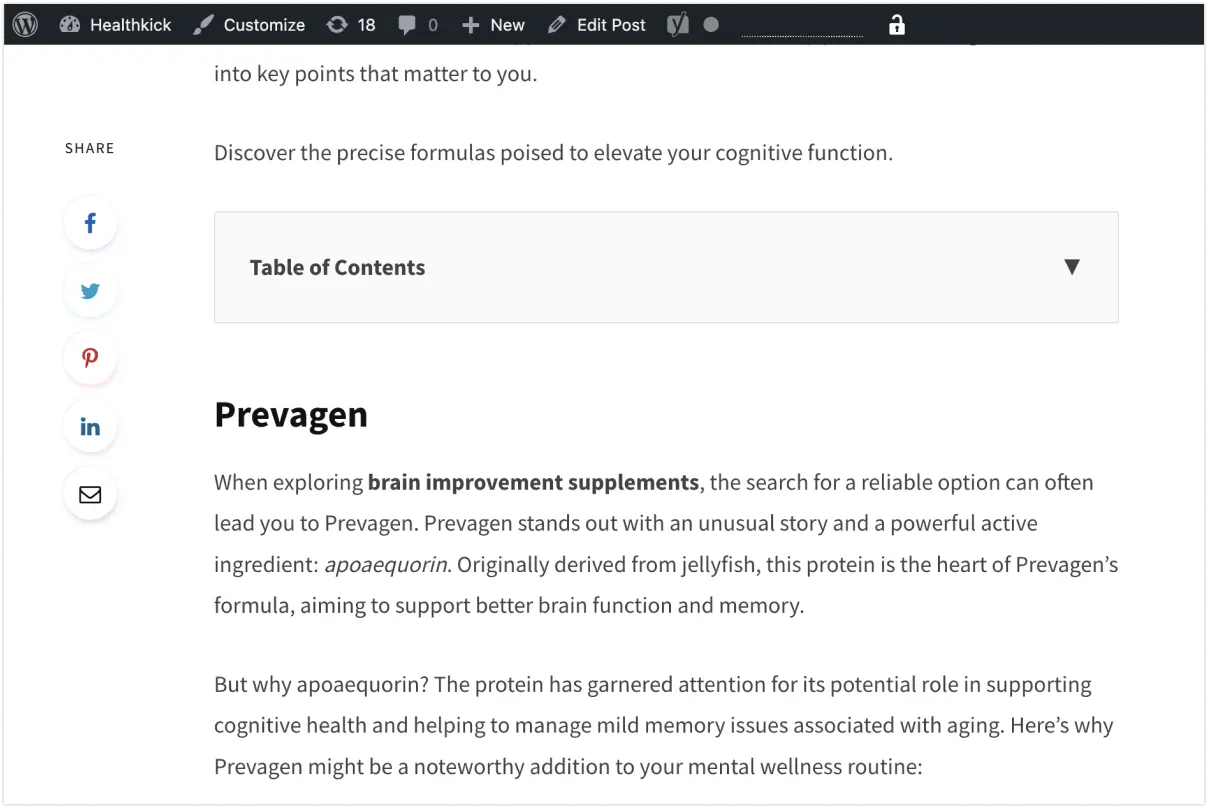 WordPress integration dashboard showing automated article publishing